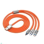 کابل شارژ 3 سر فست شارژ سیلیکونی نارنجی